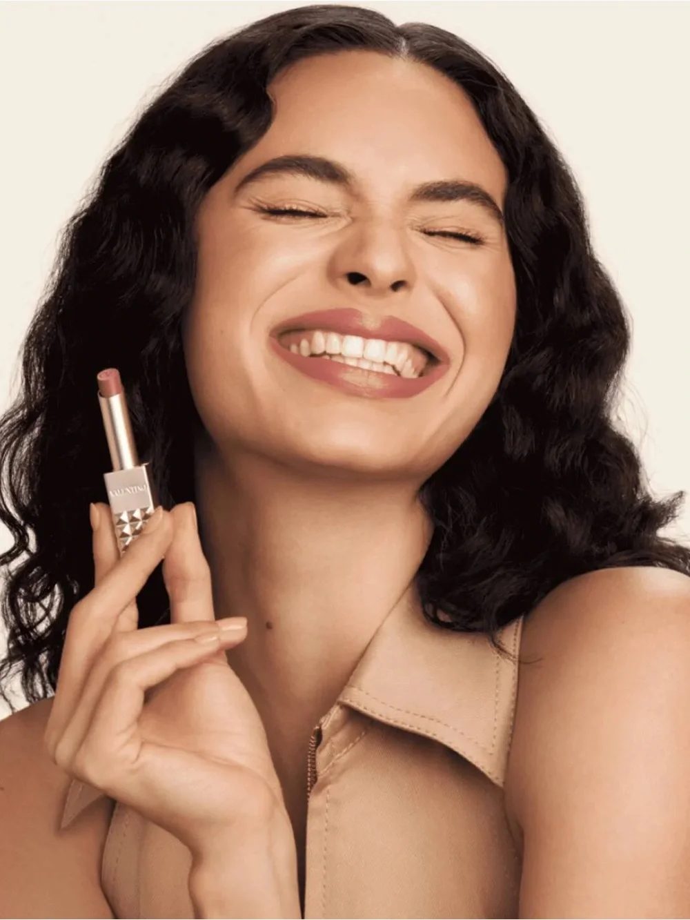 Valentino Matte Lipstick in Rose Nude with Studded Gold Case
